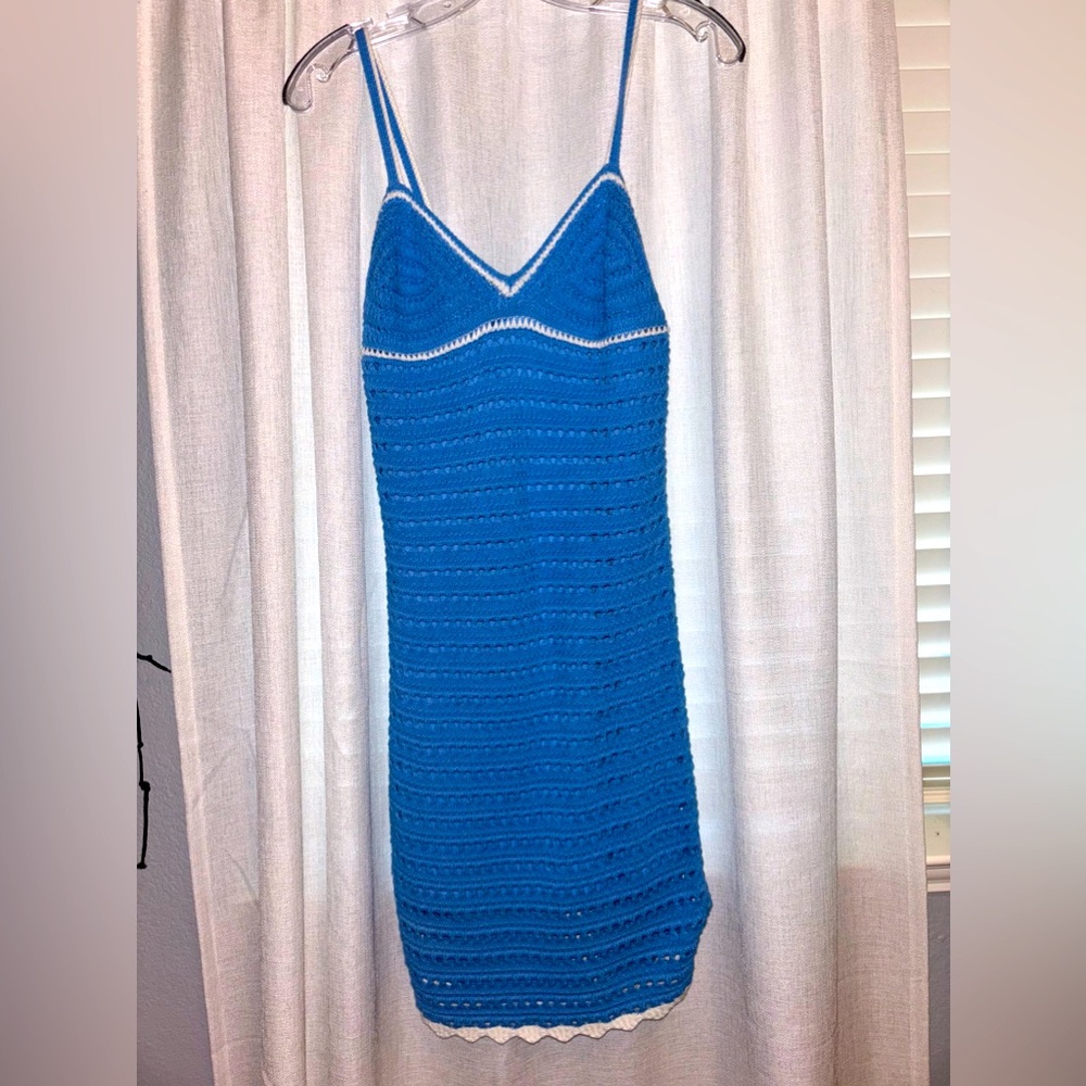 Blue and White Crochet midi dress